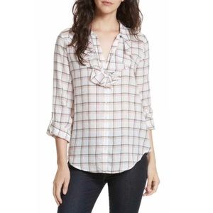 Joie Fara Plaid Top Ruffle Front Button Down